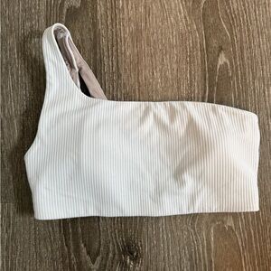 White Ribbed One-Shoulder Lululemon sports bra